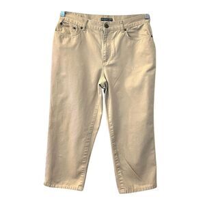Polo Ralph Lauren Women's Beige Straight Crop Pants Size 8 Minimalist Preppy